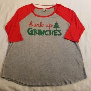 Paper Crane women's size medium Drink Up Grinches holiday shirt